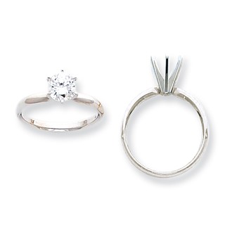 14k White Gold 1/2ct. Light-Wt Comfort-Fit 6-Prong Ring Mounting