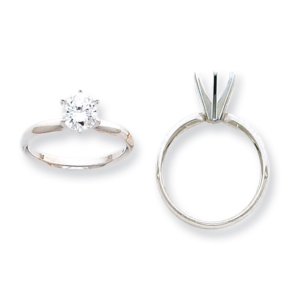 14k White Gold 1/2ct. Light-Wt Comfort-Fit 6-Prong Ring Mounting