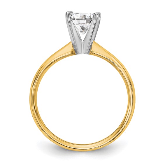 14k Two-Tone 1.5 carat Lightweight Comfort-Fit 4-Prong Round Solitaire Ring Mounting