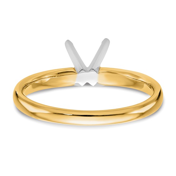 14k Two-Tone 1.5 carat Lightweight Comfort-Fit 4-Prong Round Solitaire Ring Mounting
