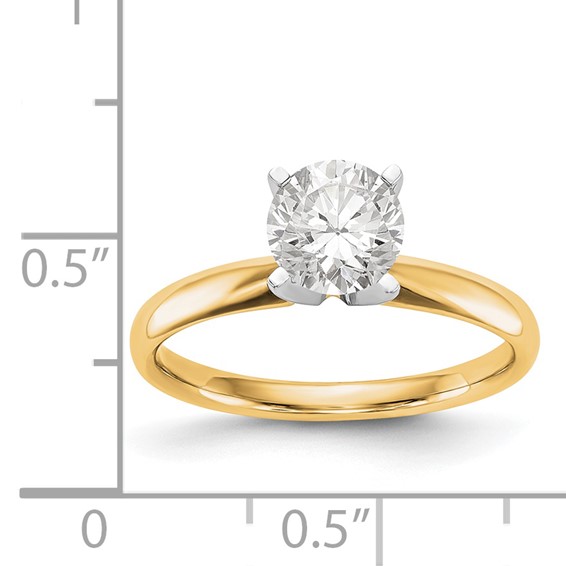 14k Two-Tone 1.5 carat Lightweight Comfort-Fit 4-Prong Round Solitaire Ring Mounting