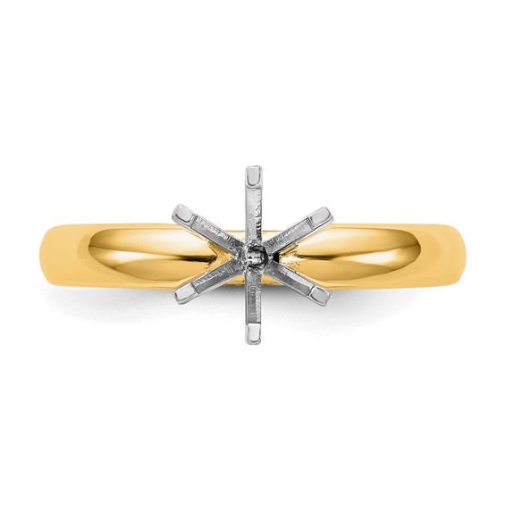 14k Two-Tone 1/4 carat Medium-Weight Low-Shoulder Comfort-Fit 6-Prong Round Solitaire Ring Mounting