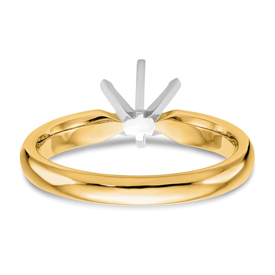 14k Two-Tone 1/4 carat Medium-Weight Low-Shoulder Comfort-Fit 6-Prong Round Solitaire Ring Mounting