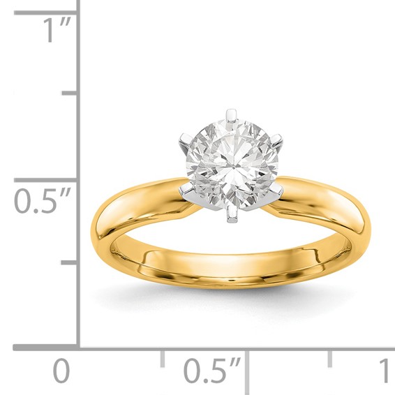 14k Two-Tone 1/4 carat Medium-Weight Low-Shoulder Comfort-Fit 6-Prong Round Solitaire Ring Mounting