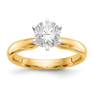 14k Two-Tone 1/4 carat Medium-Weight Low-Shoulder Comfort-Fit 6-Prong Round Solitaire Ring Mounting