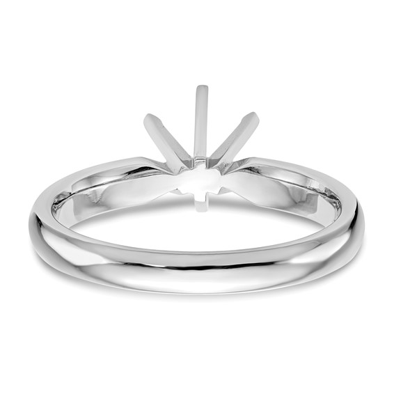 14k White Gold 2 carat Medium-Weight Low-Shoulder Comfort-Fit 6-Prong Round Solitaire Ring Mounting
