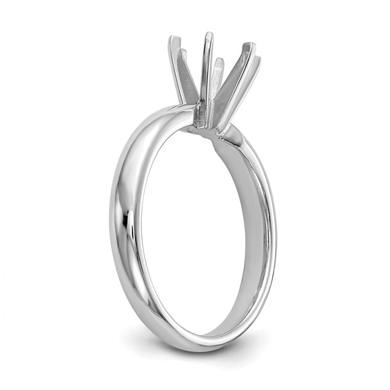 14k White Gold 2 carat Medium-Weight Low-Shoulder Comfort-Fit 6-Prong Round Solitaire Ring Mounting