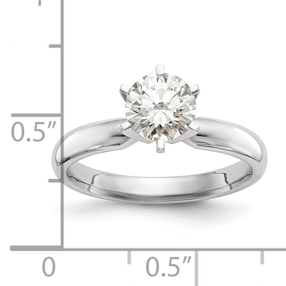 14k White Gold 2 carat Medium-Weight Low-Shoulder Comfort-Fit 6-Prong Round Solitaire Ring Mounting