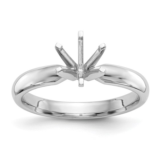 14k White Gold 2 carat Medium-Weight Low-Shoulder Comfort-Fit 6-Prong Round Solitaire Ring Mounting