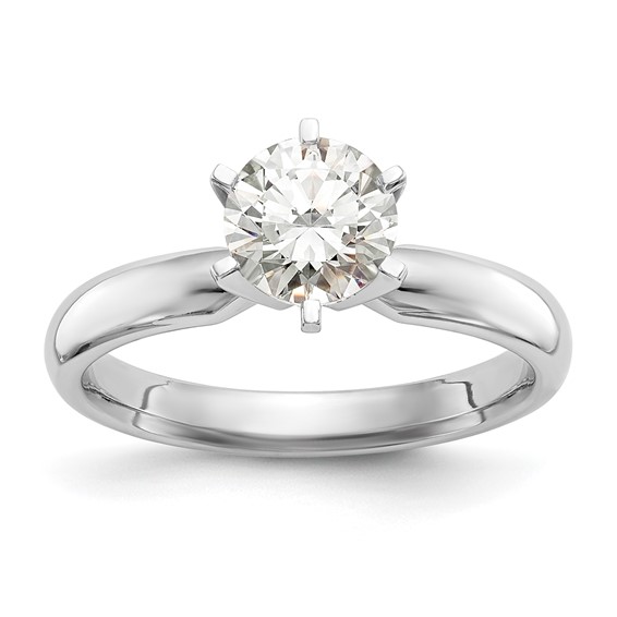 14k White Gold 2 carat Medium-Weight Low-Shoulder Comfort-Fit 6-Prong Round Solitaire Ring Mounting