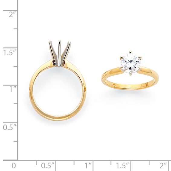 14k Two-Tone 1/8ct. Light-Wt Pointed-Shoulder 6-Prong Mounting