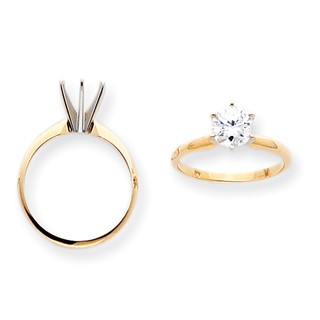 14k Two-Tone 1/8ct. Light-Wt Pointed-Shoulder 6-Prong Mounting