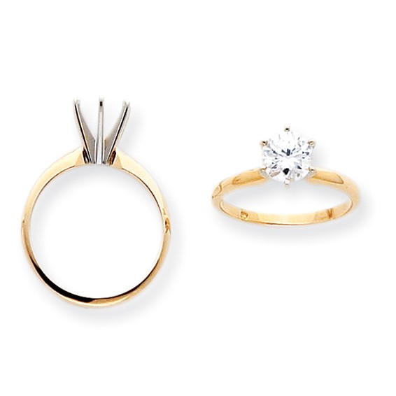 14k Two-Tone 1/8ct. Light-Wt Pointed-Shoulder 6-Prong Mounting