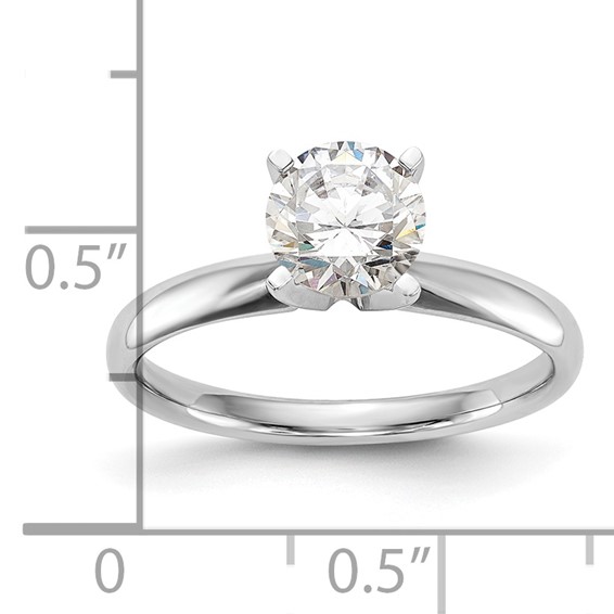 14k White Gold 1.5 carat Lightweight Comfort-Fit 4-Prong Round Solitaire Ring Mounting