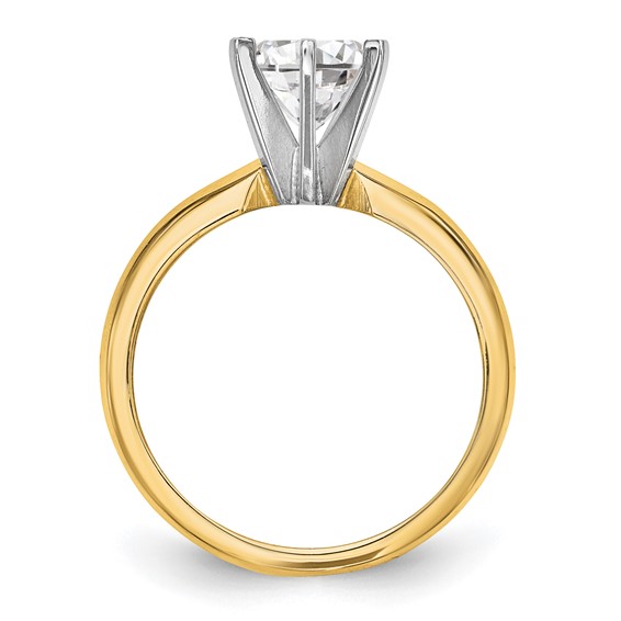 14k Two-Tone 1/2 carat Lightweight Knife Edge/Half-Round 6-Prong Round Solitaire Ring Mounting