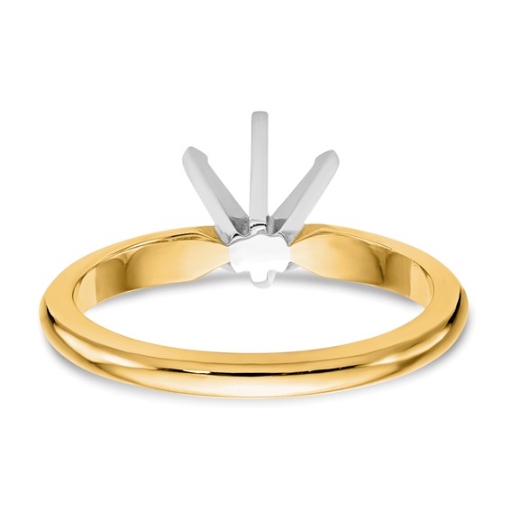 14k Two-Tone 1/2 carat Lightweight Knife Edge/Half-Round 6-Prong Round Solitaire Ring Mounting