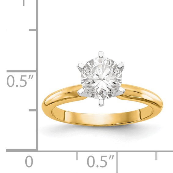 14k Two-Tone 1/2 carat Lightweight Knife Edge/Half-Round 6-Prong Round Solitaire Ring Mounting