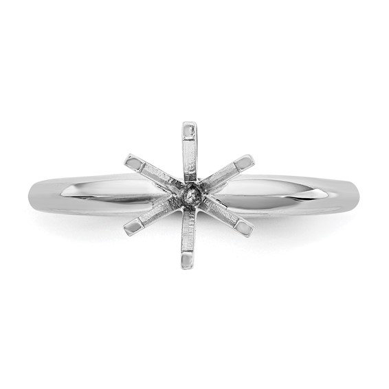 14k White Gold 1/8 carat Lightweight Knife Edge/Half-Round 6-Prong Round Solitaire Ring Mounting