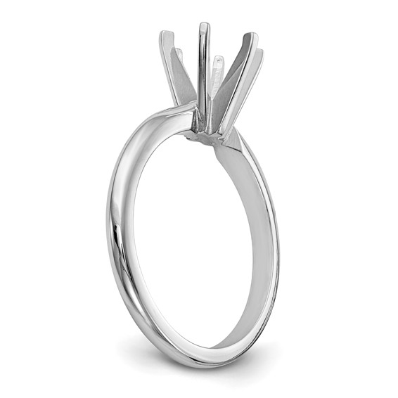 14k White Gold 1/8 carat Lightweight Knife Edge/Half-Round 6-Prong Round Solitaire Ring Mounting