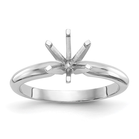 14k White Gold 1/8 carat Lightweight Knife Edge/Half-Round 6-Prong Round Solitaire Ring Mounting