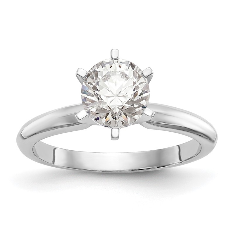14k White Gold 1/2 carat Lab Grown Diamond VS/SI+ G+ Round Solitaire Lightweight Half-Round Six Prong Knife Edge Ring
