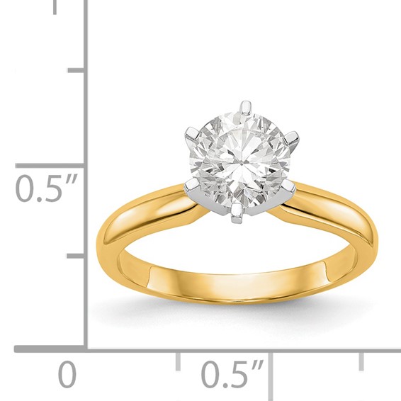 14k Two-Tone 1/8 carat Medium-Weight Knife Edge/Half-Round 6-Prong Round Solitaire Ring Mounting