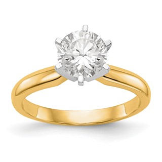 14k Two-Tone 1/8 carat Medium-Weight Knife Edge/Half-Round 6-Prong Round Solitaire Ring Mounting
