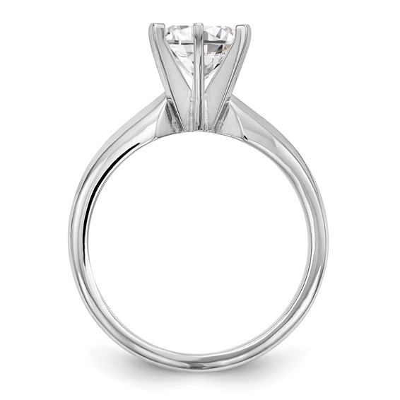 14k White Gold 1/8 carat Medium-Weight Knife Edge/Half-Round 6-Prong Round Solitaire Ring Mounting