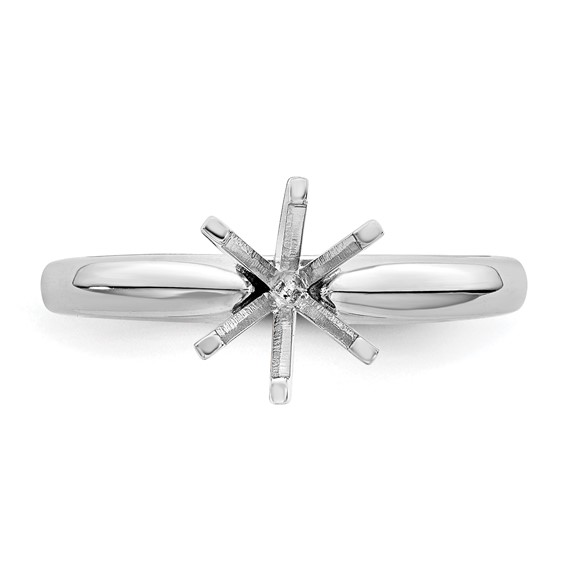 14k White Gold 1/8 carat Medium-Weight Knife Edge/Half-Round 6-Prong Round Solitaire Ring Mounting