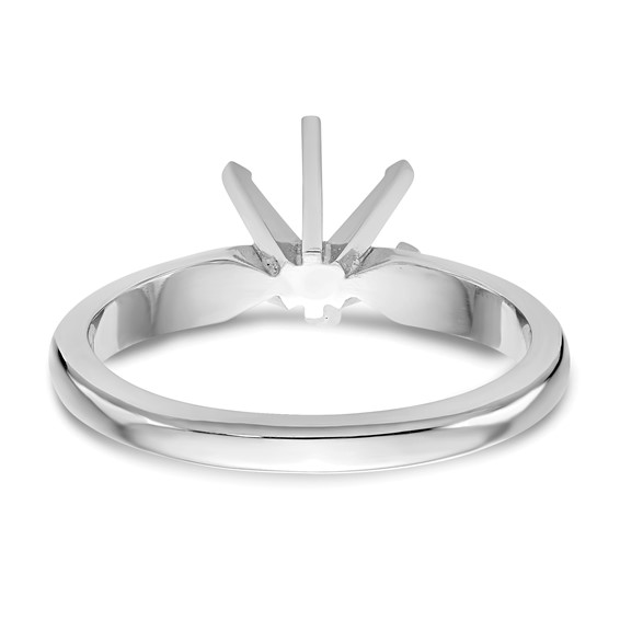 14k White Gold 1/8 carat Medium-Weight Knife Edge/Half-Round 6-Prong Round Solitaire Ring Mounting