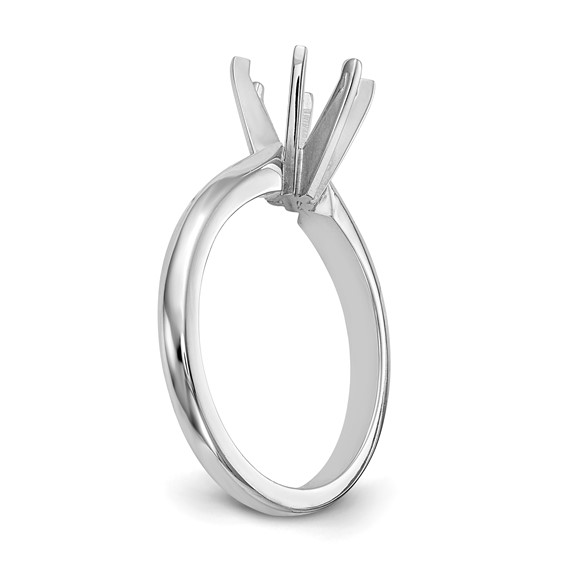 14k White Gold 1/8 carat Medium-Weight Knife Edge/Half-Round 6-Prong Round Solitaire Ring Mounting