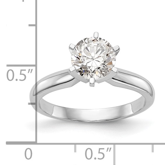 14k White Gold 1/8 carat Medium-Weight Knife Edge/Half-Round 6-Prong Round Solitaire Ring Mounting