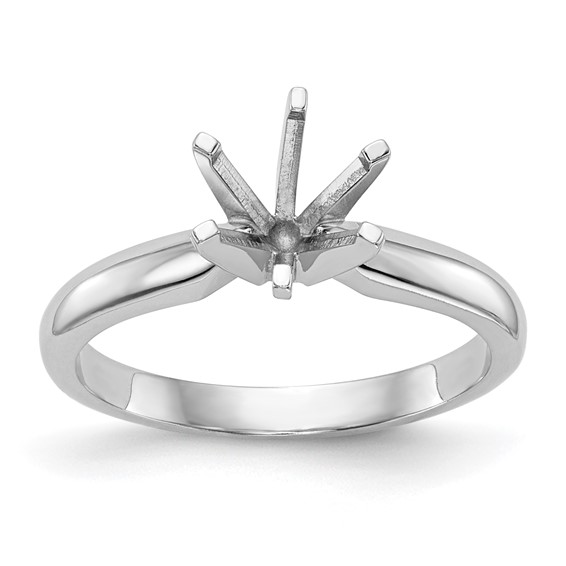14k White Gold 1/8 carat Medium-Weight Knife Edge/Half-Round 6-Prong Round Solitaire Ring Mounting