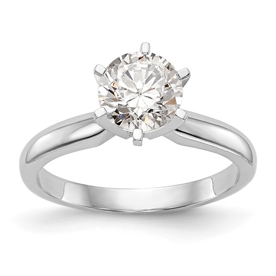 14k White Gold 1/8 carat Medium-Weight Knife Edge/Half-Round 6-Prong Round Solitaire Ring Mounting