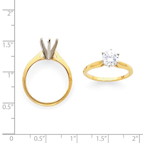 14k Two-Tone 3/16ct. Light-Wt Airline Half-Round 6-Prong Mounting