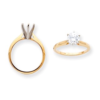 14k Two-Tone 3/16ct. Light-Wt Airline Half-Round 6-Prong Mounting