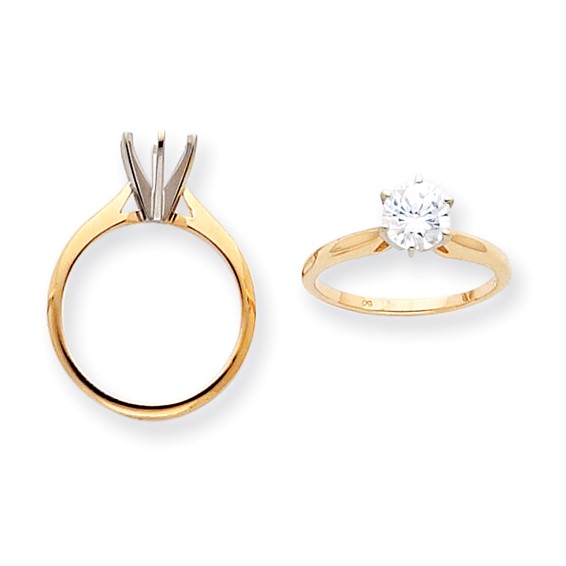 14k Two-Tone 3/16ct. Light-Wt Airline Half-Round 6-Prong Mounting