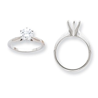 14k White Gold 3/4ct. Light-Wt Airline Half-Rnd 6Prong Ring Mounting