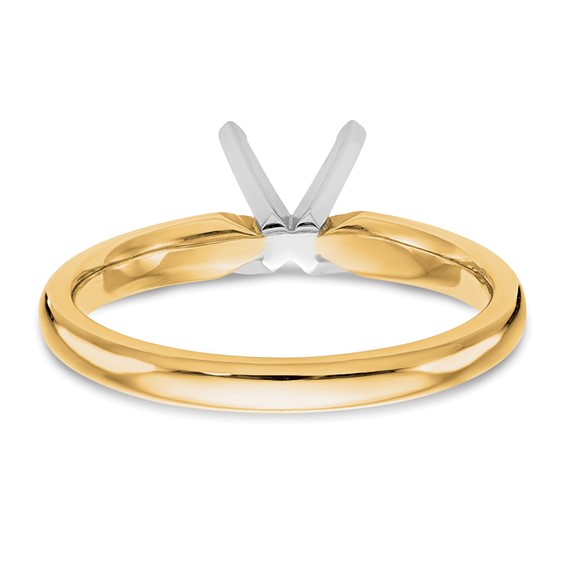 14k Two-Tone 2 carat Medium-Weight Comfort-Fit 4-Prong Round Solitaire Ring Mounting