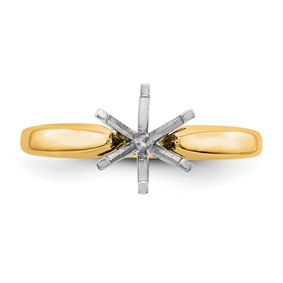 14k Two-Tone 1/8ct. Medium-Wt Airline Half-Round 6-Prong Mounting