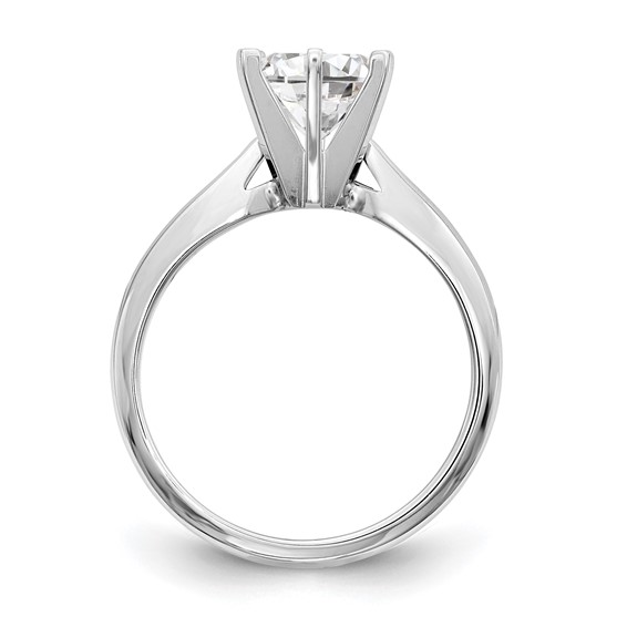 14k White Gold 1.5 carat Medium-Weight High Shoulder Airline Half-Round 6-Prong Round Solitaire Ring Mounting