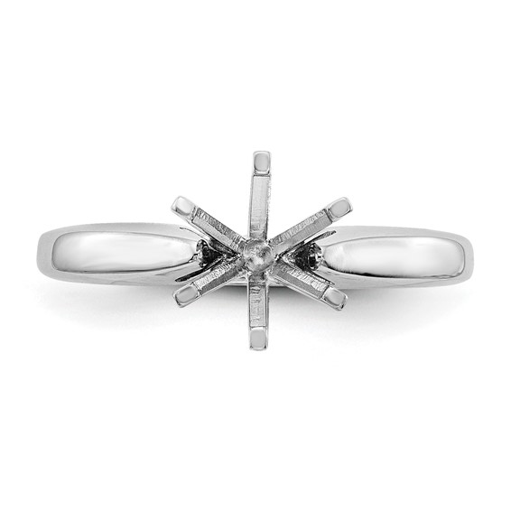 14k White Gold 1.5 carat Medium-Weight High Shoulder Airline Half-Round 6-Prong Round Solitaire Ring Mounting