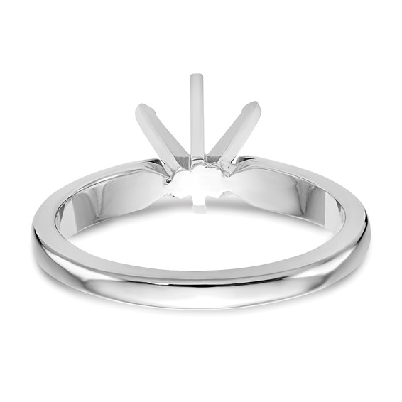 14k White Gold 1.5 carat Medium-Weight High Shoulder Airline Half-Round 6-Prong Round Solitaire Ring Mounting