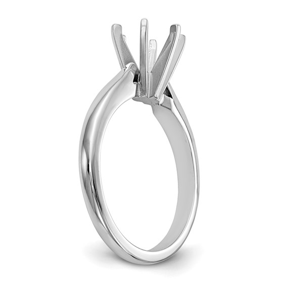 14k White Gold 1.5 carat Medium-Weight High Shoulder Airline Half-Round 6-Prong Round Solitaire Ring Mounting