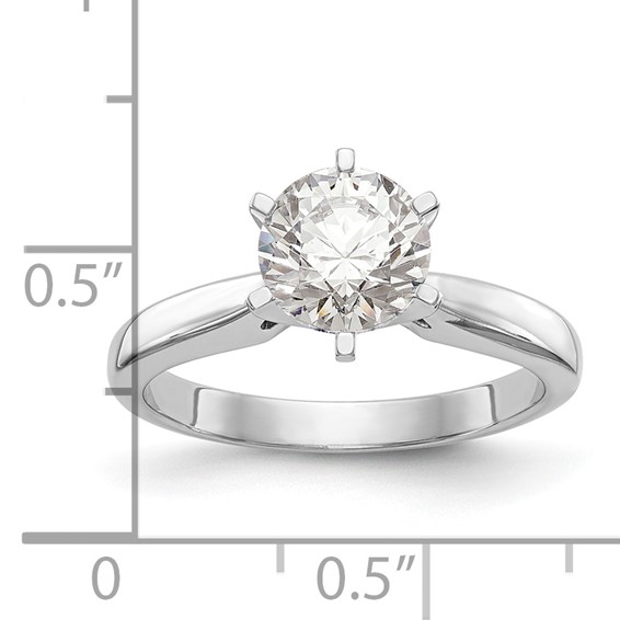 14k White Gold 1.5 carat Medium-Weight High Shoulder Airline Half-Round 6-Prong Round Solitaire Ring Mounting