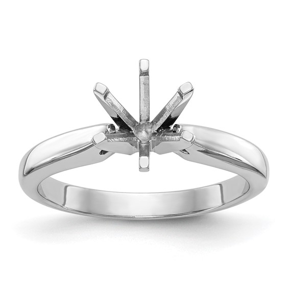 14k White Gold 1.5 carat Medium-Weight High Shoulder Airline Half-Round 6-Prong Round Solitaire Ring Mounting