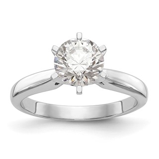 14k White Gold 1.5 carat Medium-Weight High Shoulder Airline Half-Round 6-Prong Round Solitaire Ring Mounting