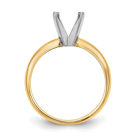 14k Two-Tone 5mm Medium-Weight Half-Round 4-Prong Princess Solitaire Ring Mounting