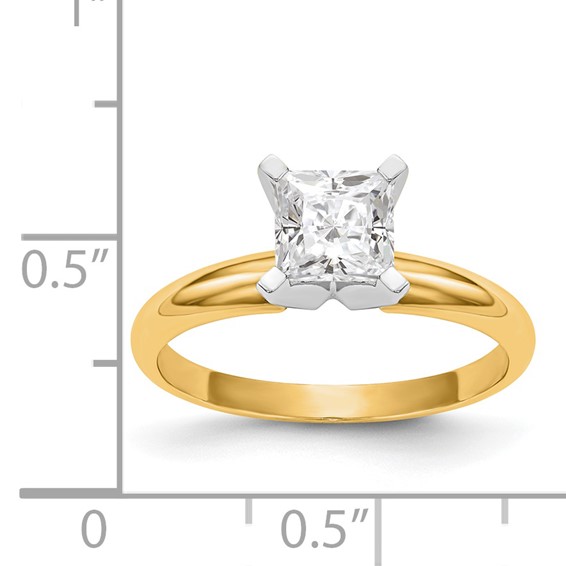 14k Two-Tone 5mm Medium-Weight Half-Round 4-Prong Princess Solitaire Ring Mounting