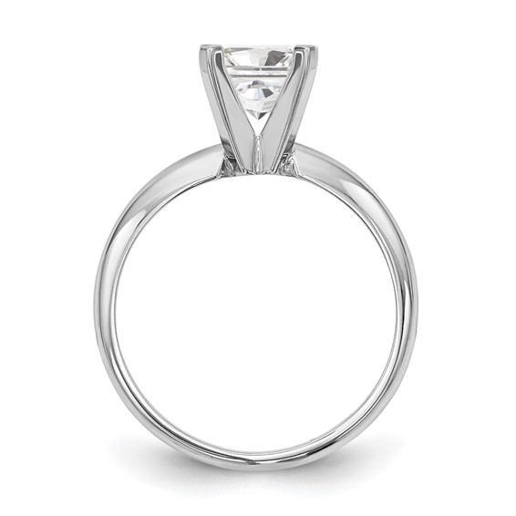 14k White Gold 4.7mm Medium-Weight Half-Round 4-Prong Princess Solitaire Ring Mounting